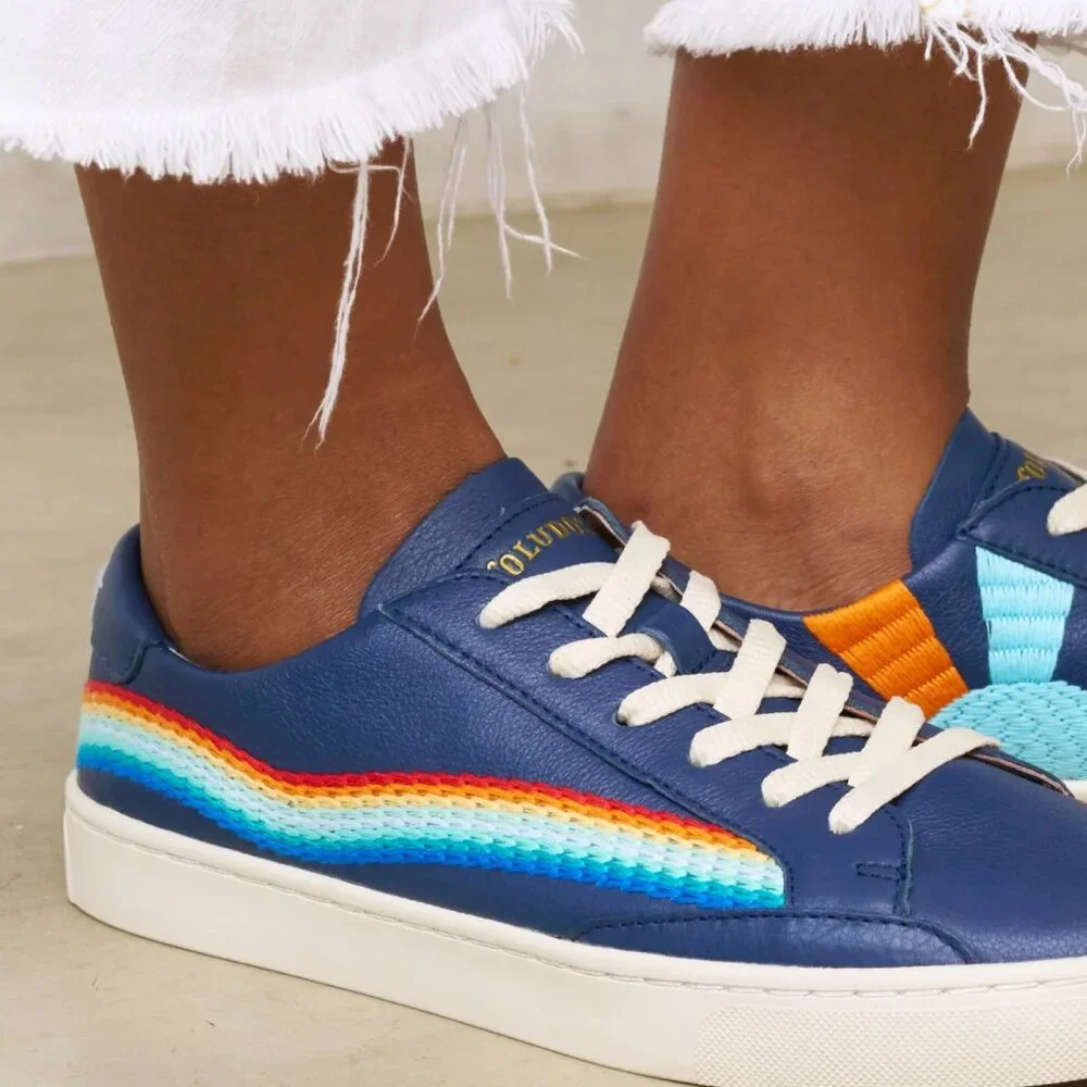 NEW SOLUDOS Leather Ibiza Platform Sneakers Blue/rainbow for women 462mn
